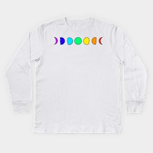 Rainbow Moon Phases Kids Long Sleeve T-Shirt